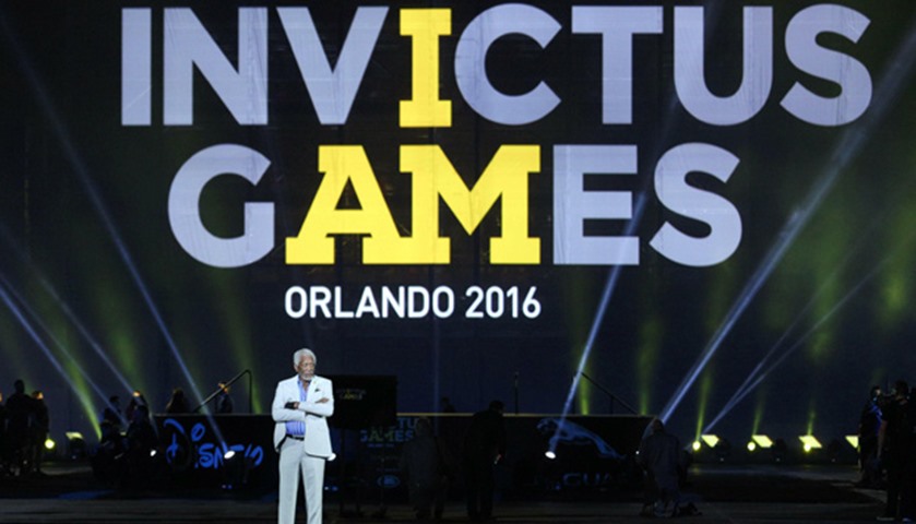 Actor Morgan Freeman stands on stage during opening ceremonies for the 2016 Invictus Games  in Orlan