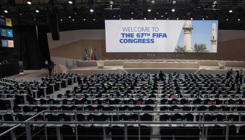 conference hall of the 67th FIFA Congress.