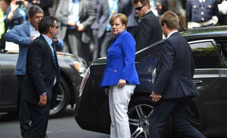 German Chancellor Angela Merkel arrives for the G7 Summit of the Heads of State and Government