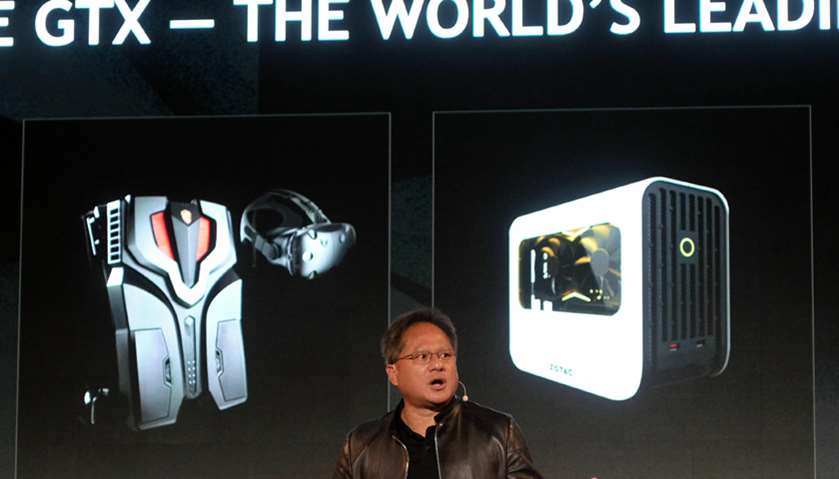 President of NVIDIA, Huang Jen-hsun speaks during the Computex Show