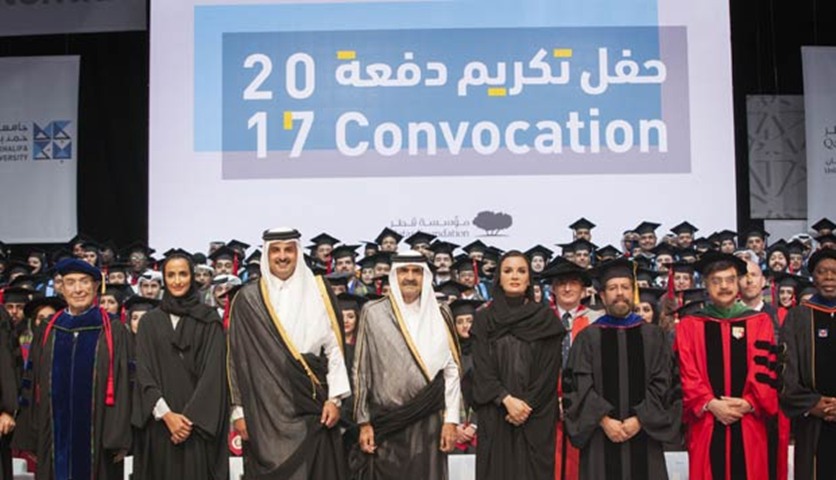 HH the Emir, HH the Father Emir, HH Sheikha Moza and HE Sheikha Hind attend the convocation