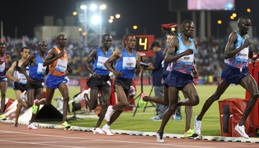 Kenya\'s Ronald Kwemoi leads the men\'s 3000 metres
