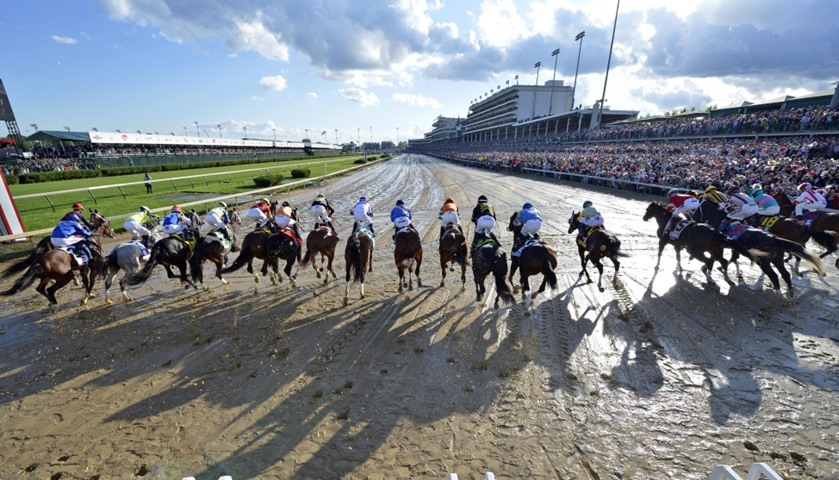 Horses break from the starting gates during the 2017 Kentucky Derby at Churchill Downs