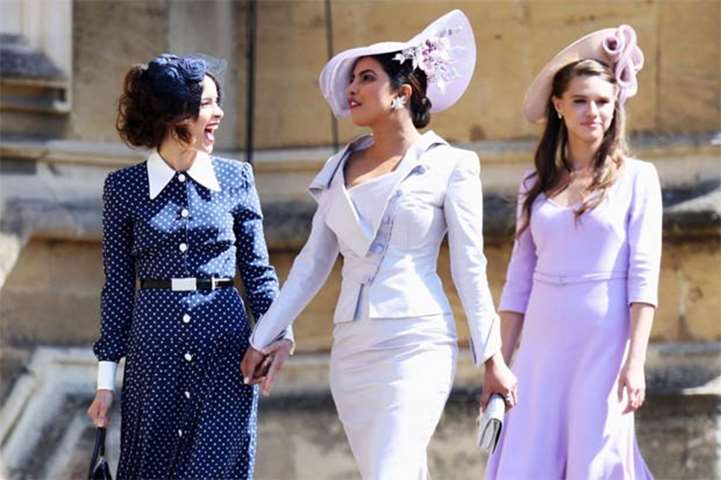 Abigail Spencer and Priyanka Chopra arrive at the Windsor Castle on Saturday