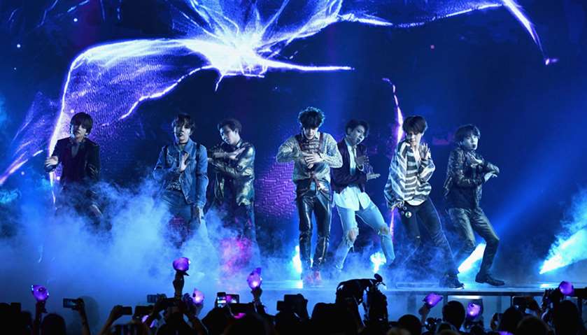 Musical group BTS perfroms onstage during the Billboard Music Awards at MGM Grand Garden Arena
