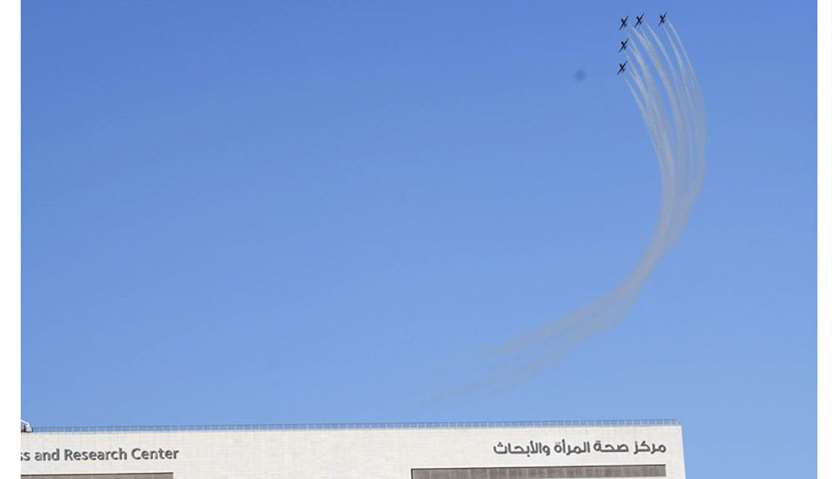 Qatari Airforce salutes healthcare workers with spectacular flypast