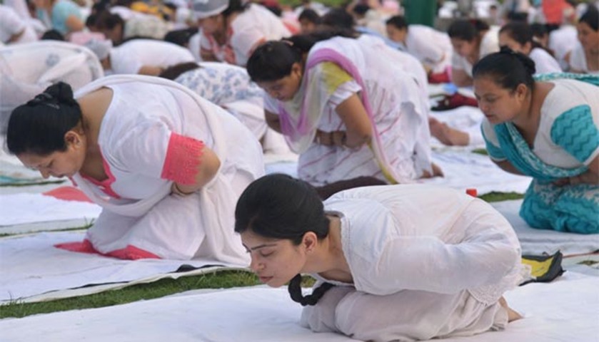 A yoga session in progress in Amritsar on Tuesday, the International Yoga Day