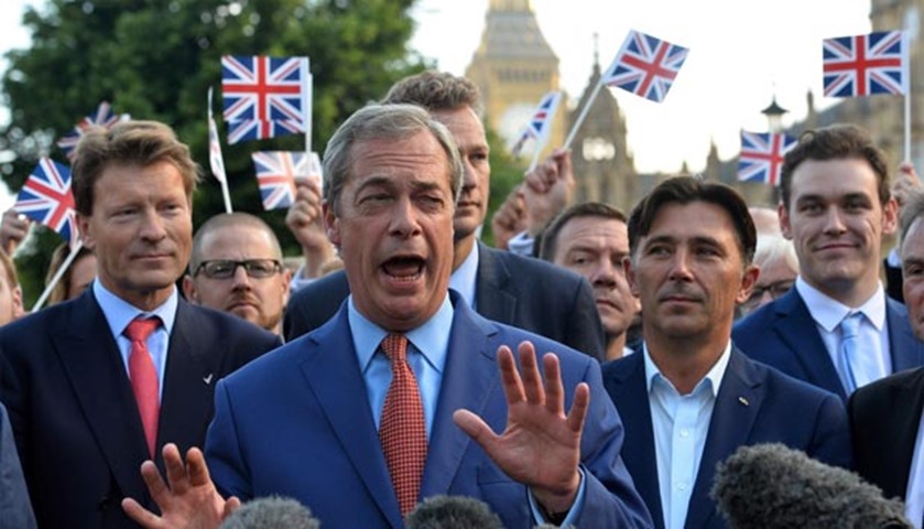 Leader of the United Kingdom Independence Party Nigel Farage speaks in central London on Friday
