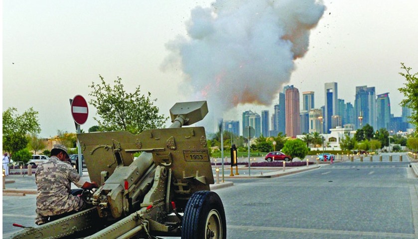 Ramadan cannon being fired to announce the end of first day of fasting. PICTURE: Noushad Thekkayil.