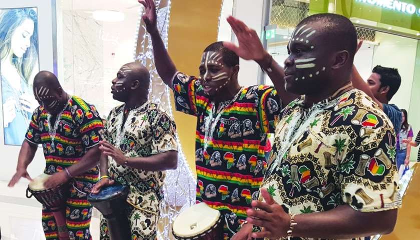 African drummers entertain shoppers at DHFC