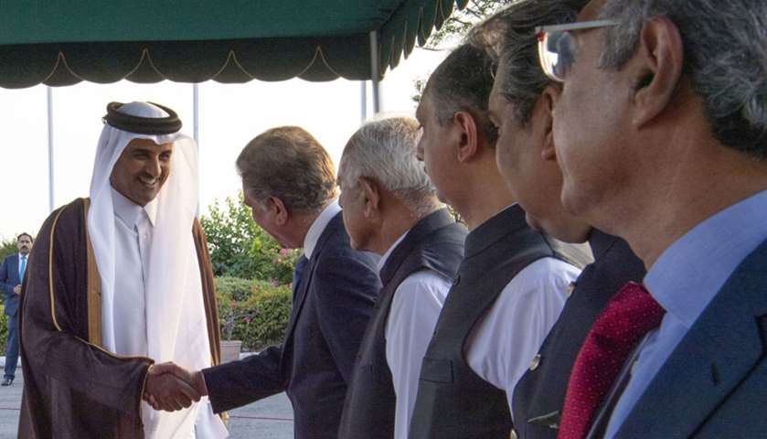 His Highness the Amir being received by Pakistani officials
