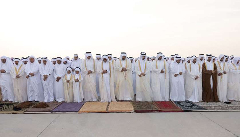 Amir Performs Eid al-Fitr Prayer with citizens at Al Wajba praying area
