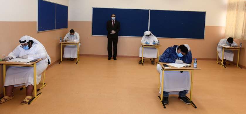 Students appear for the final examinations of the second semester of Secondary School Certificate. P