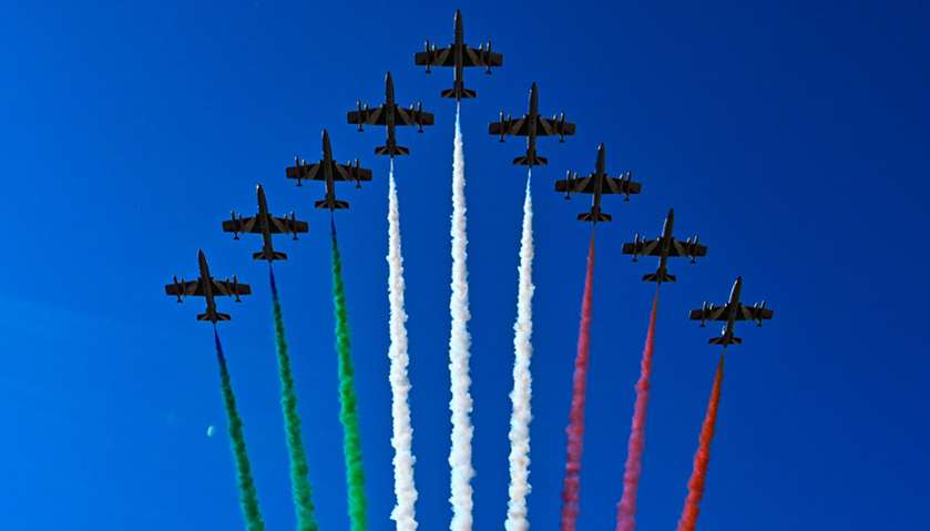 Italian Air Force acrobatic unit perform as part of Republic Day ceremonies