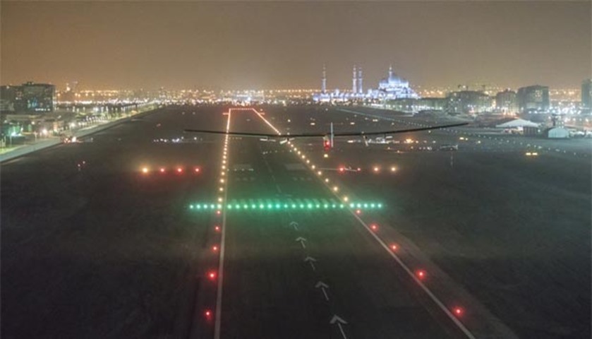 Solar Impulse 2, piloted by Swiss pioneer Bertrand Piccard, lands in Abu Dhabi on Tuesday
