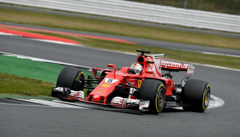 Ferrari\'s German driver Sebastian Vettel drives