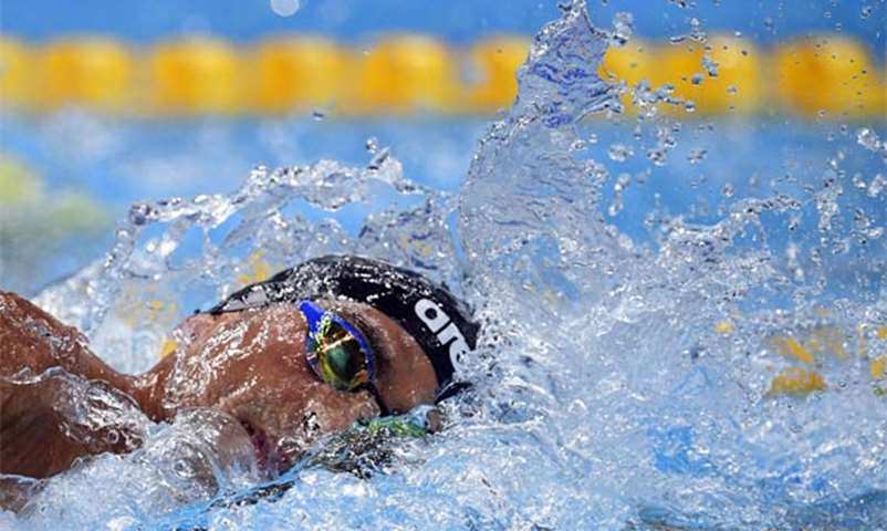Italy\'s Gabriele Detti in action in men\'s 400m freestyle heat