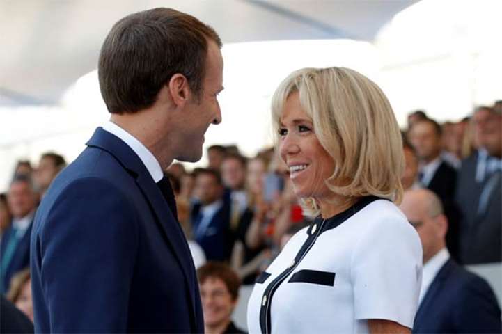 Emmanuel Macron and his wife Brigitte attend the traditional Bastille Day military parade in Paris