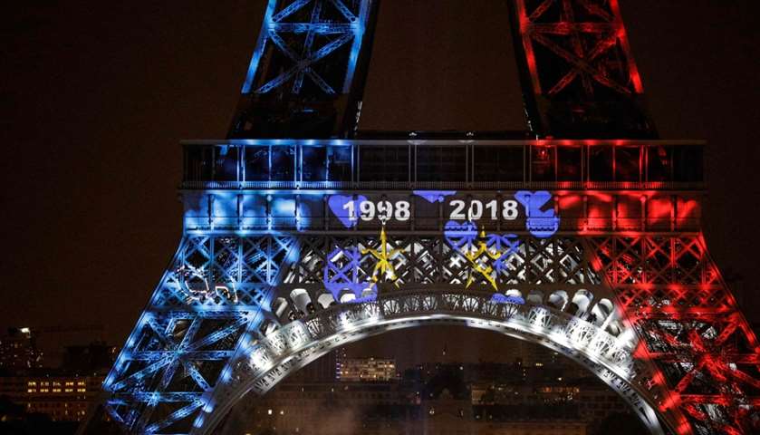 Eiffel Tower illuminated in French national colors
