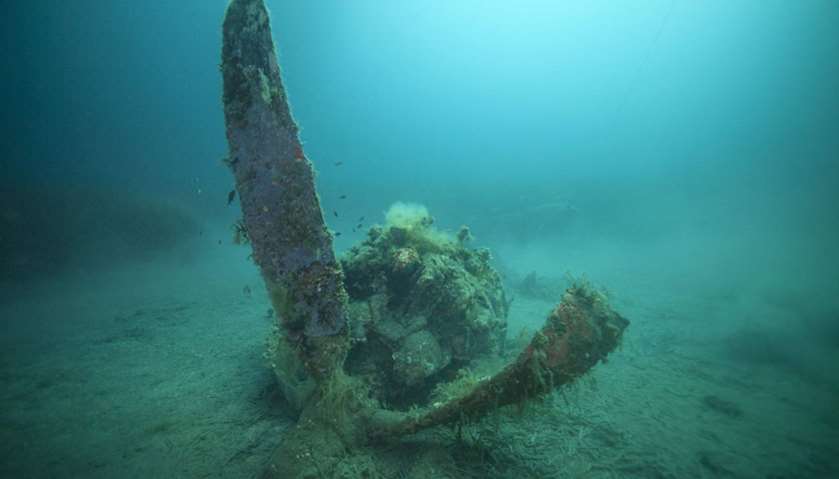 The wreck of a P47 Thunderbolt, US WWII fighter aircraft, which crashed in 1944 in Castellare di Cas