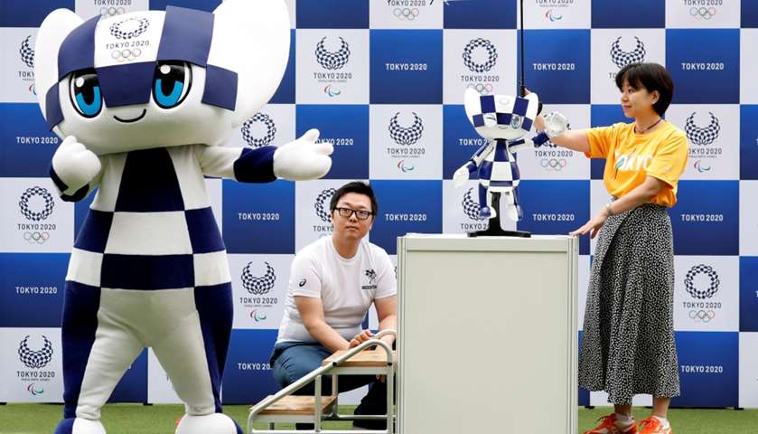 Tokyo 2020 mascot robot Miraitowa is unveiled during the unveiling event