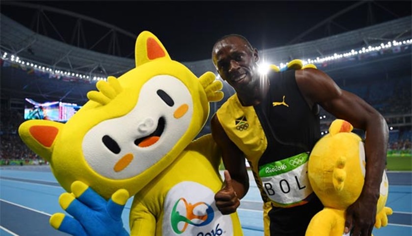 Usain Bolt has claimed a historic third straight Olympic 100m title
