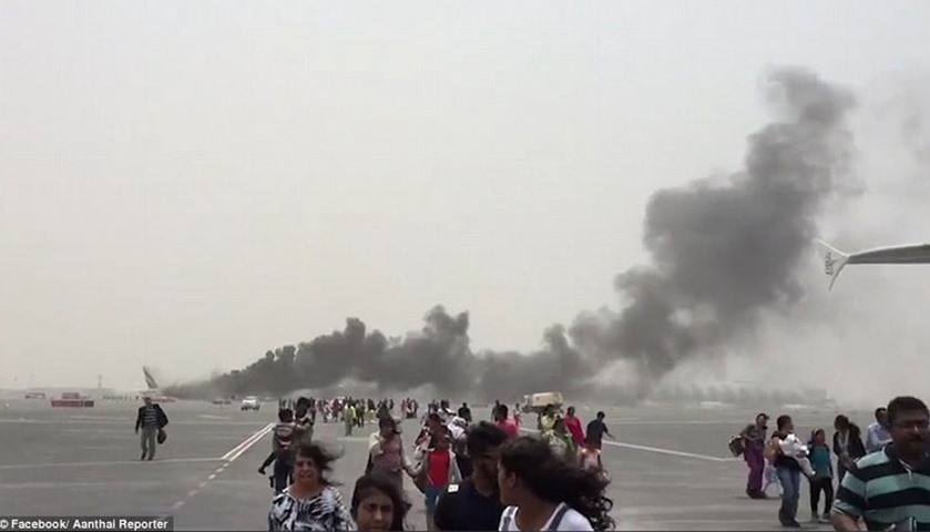 Picture posted in social media shows the evacuated passengers running from the plane