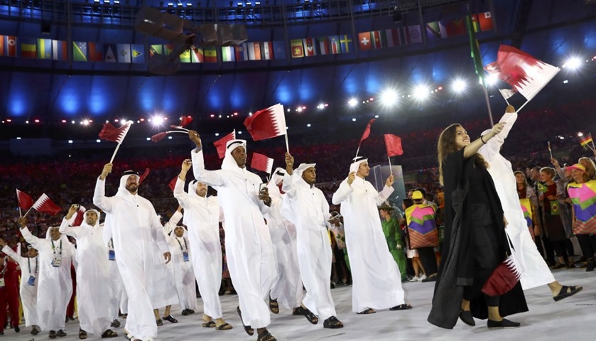 Qatar athletes during the opening ceremony.