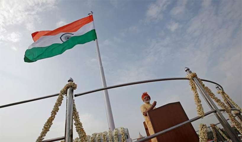 Prime Minister Narendra Modi addresses the nation during Independence Day celebrations in New Delhi