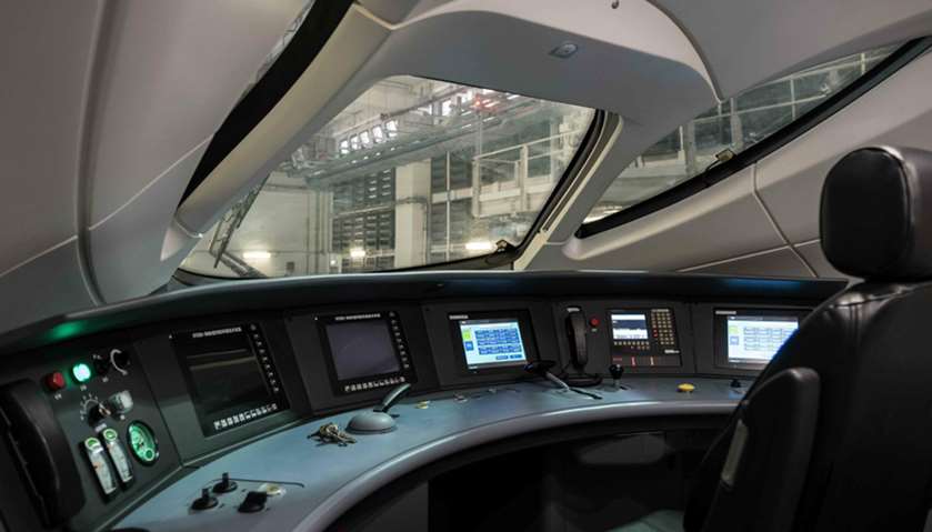 Control panels are seen in the control room of a Guangzhou-Shenzhen-Hong Kong Express Rail Link