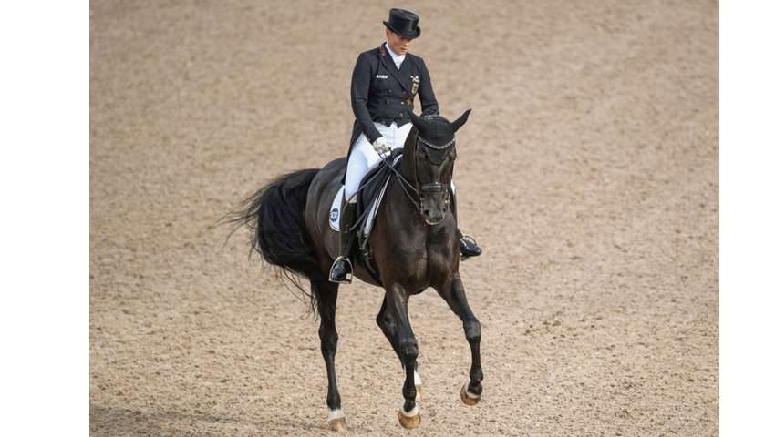 Isabell Werth of Germany competes on horse Weihegold OLD.