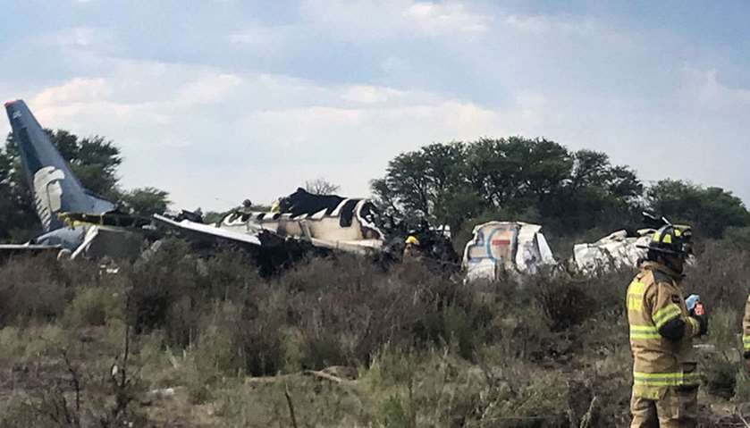 Dozens of people were injured as an airliner crashed on takeoff during a heavy hail storm