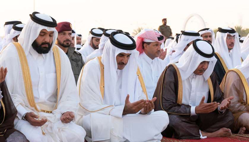 His Highness the Amir Sheikh Tamim bin Hamad Al-Thani performs Eid prayers