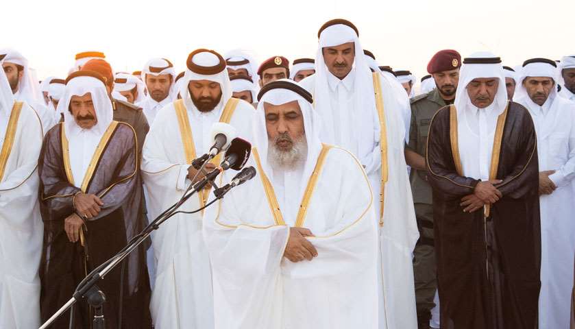 His Highness the Amir Sheikh Tamim bin Hamad Al-Thani performs Eid prayers