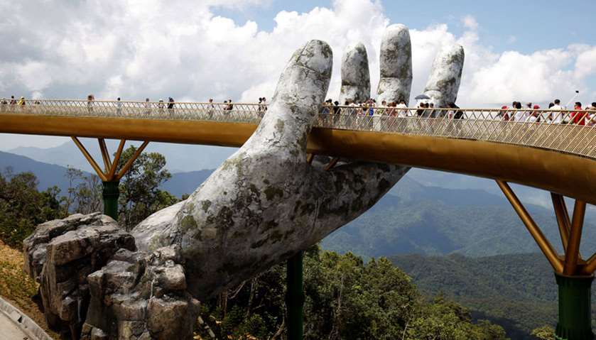 Gold Bridge on Ba Na hill near Danang city Vietnam