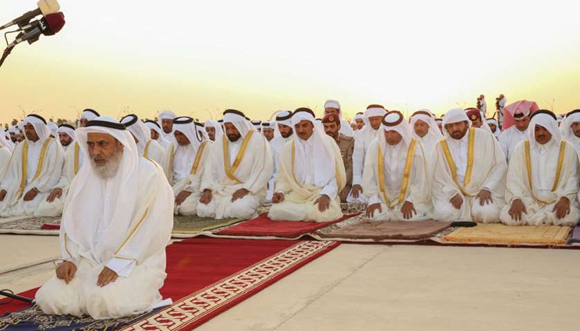 Amir performs Eid al Adha prayer at Al Wajba praying area