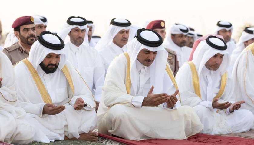 Amir performs Eid al Adha prayer at Al Wajba praying area