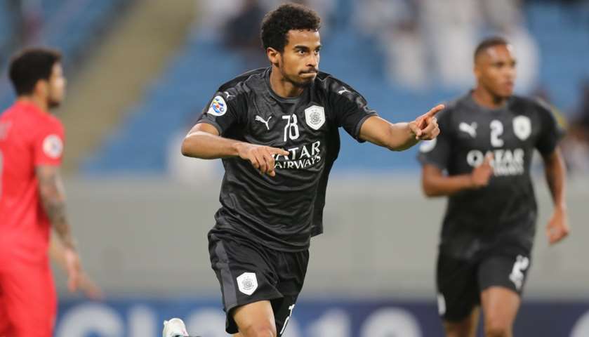 Sadd\'s forward Akram Afif celebrates his goal