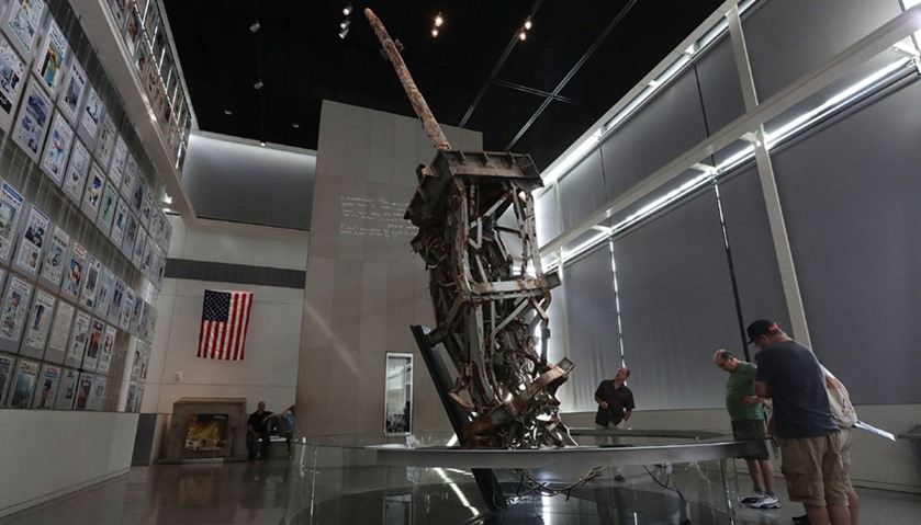 A portion of the destroyed antenna that was once atop the North Tower of the WTC