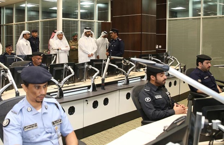HH the Deputy Emir being briefed about modern security equipment in the building