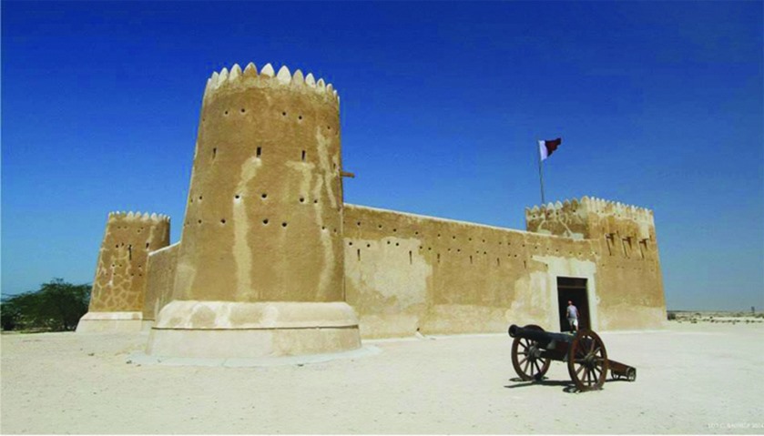 A man enters the historic Fort Zubara