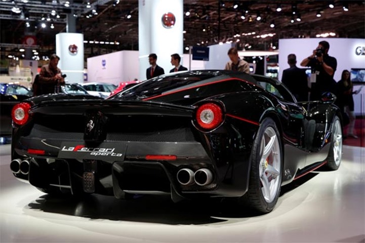 Rear view of the newly unveiled Ferrari LaFerrari Aperta car
