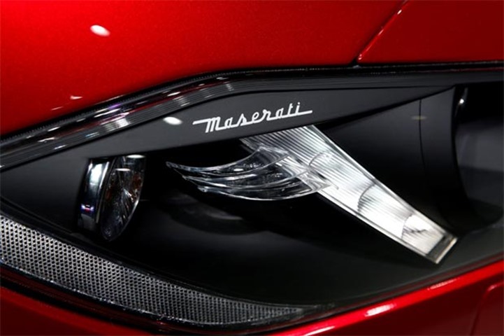 A Maserati logo is seen at the Paris auto show on Friday