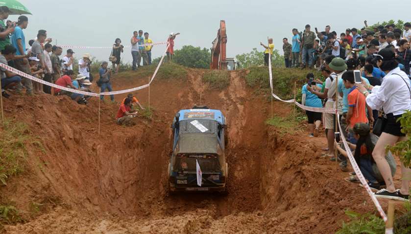 A competitor taking part in the Vietnam Offroad 2017 race on the outskirts of Hanoi.