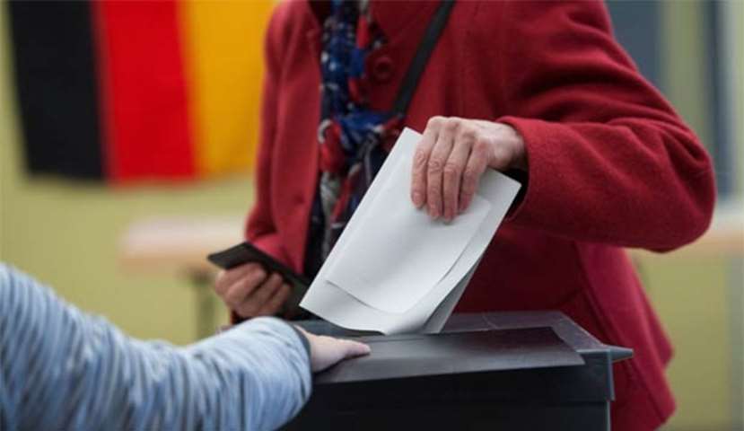 People cast their votes on election day in Berlin