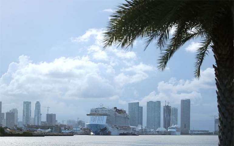 A cruise ship prepares to depart Miami, as Florida prepares for the approach of Hurricane Irma