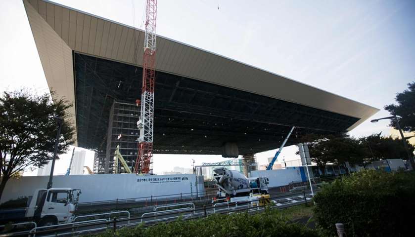 General view of the construction site of Olympic Aquatics Centre, venue for swimming competition