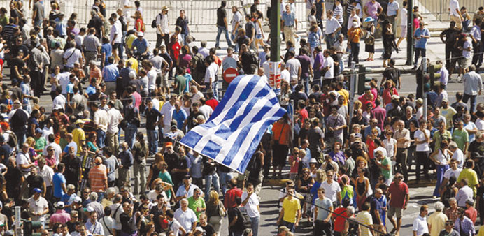 Greeks protesting against austerity measures even as there are fears that there could be harsher measures.