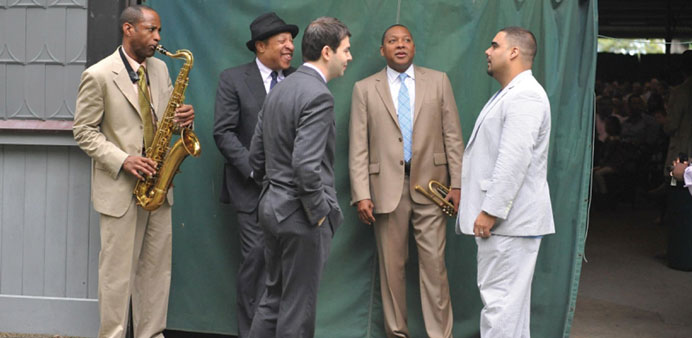 * Wynton with Ali, Carlos, Walter and Dan, performing on Marthau2019s Vineyard in Oak Bluff.