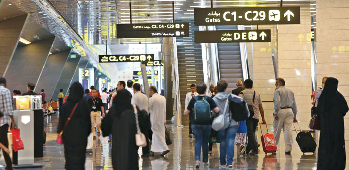 Passengers at the ultra-modern Hamad International Airport.